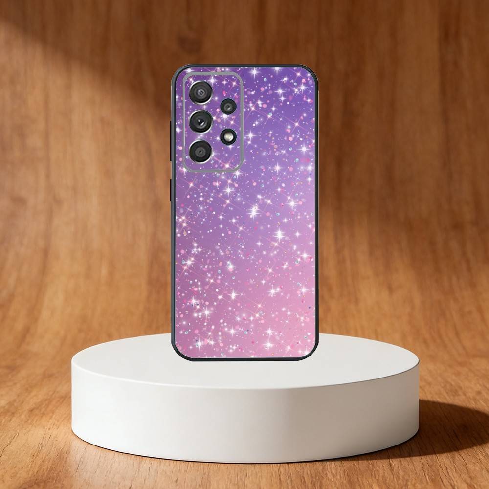 White Gold Purple Pink Glitter Phone Case For Samsung S25,S24,S21,S22,S23,S30,Ultra,S20,Plus,Fe,Note,10,9,5G Black Cover