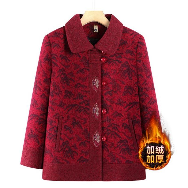 New Autumn and Winter Coat, Plush Warm Old Lady Clothes, Thickened Woolen Top