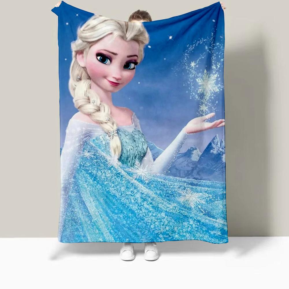 Frozen Elsa Cartoon Printed Blanket Oversized Bedding Sofa Soft Travel Warm Flannel Bedroom Blanket Children Girls Gift