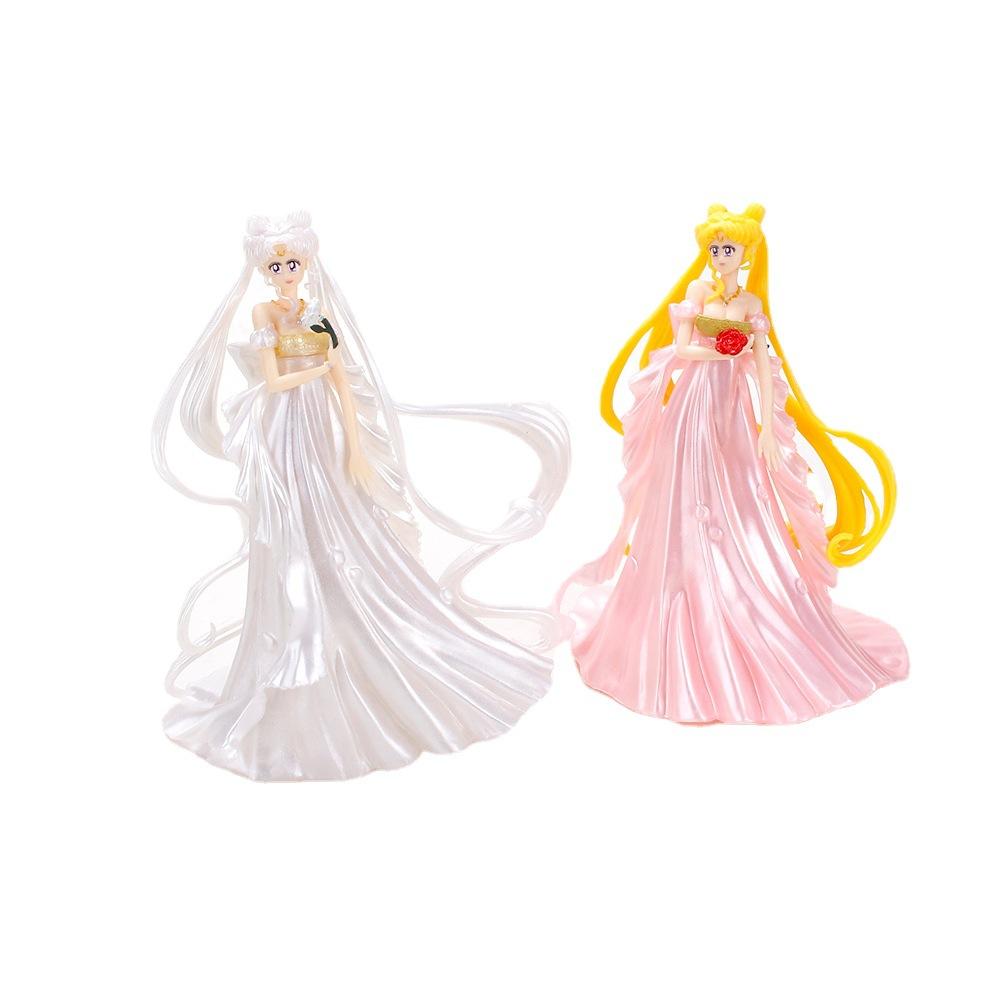 Sailor Moon Anime Action Figures 14CM Tsukino Usagi Wedding Dress Pvc Model Toy Doll Cake Collectible Decoration Children Gifts
