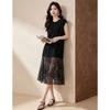 D.F.DEAR Women's Summer Black Mesh Patchwork Sleeveless Midi Dress