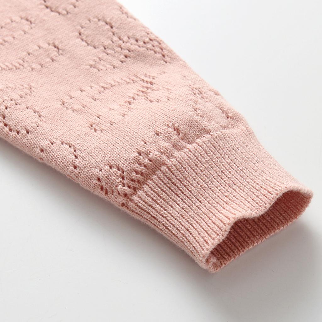 Girls' Long Sleeve Knitted Cardigan Round Neck Hollow Button Up Sweater Children's Tops