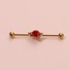 Stainless Steel Long Ear Bridge Piercing Jewelry With Small Gold Snake Bee Double Holes