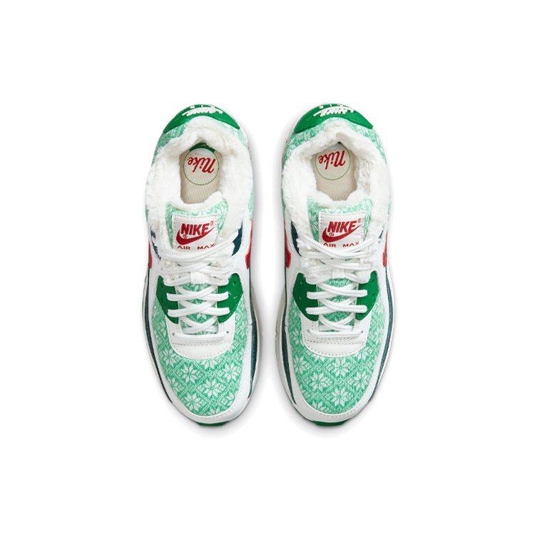 Nike Air Max 90 Cushioning Abrasion Resistant Breathable Low top Running Shoes Women's Green White Red DC1621-100
