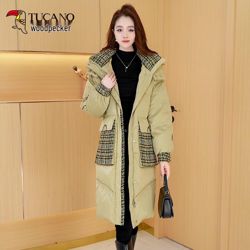 Woodpecker Women's Fashion Patchwork Hooded Down Jacket