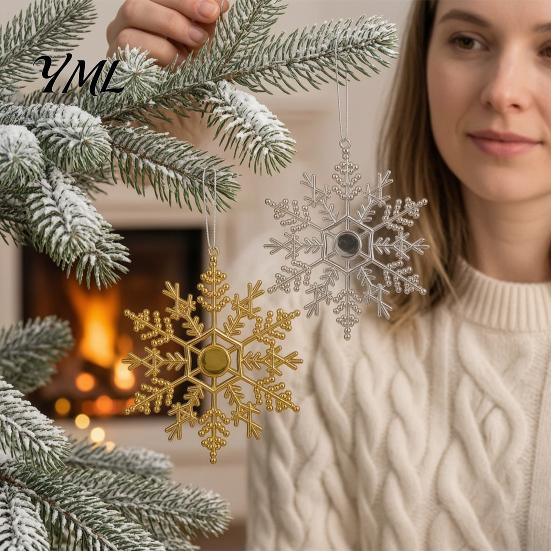 Lightweight Christmas Tree Snowflake Decor 3Pcs Snowflakes Ornaments, 10cm Glitter Hanging Plastic Holiday Home Decorations for Winter Wonderland