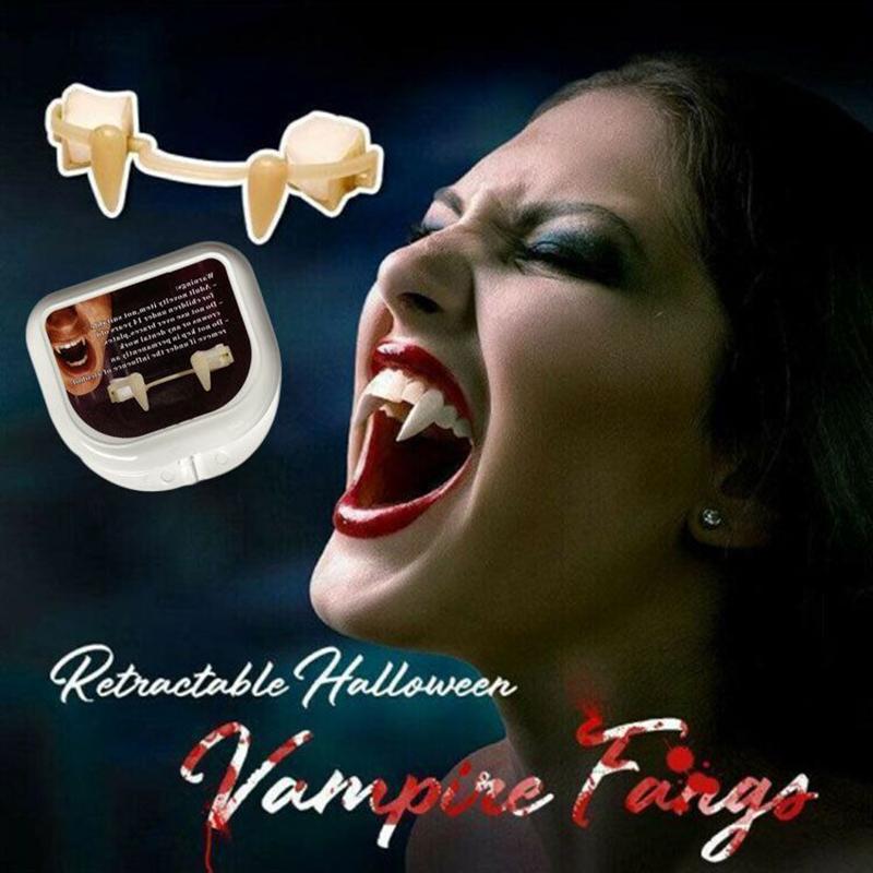 Halloween Vampire Teeth Fangs Props Party Retractable Fake Teeth Telescopic Dentures Halloween Accessories Props Adult Kids