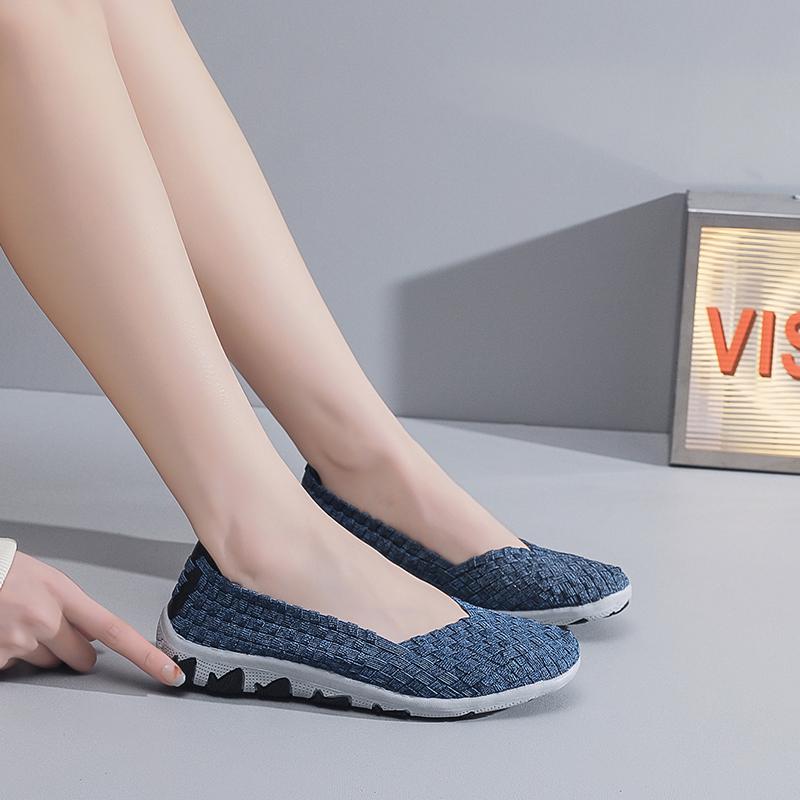 Fashion Summer Women's Handmade Woven Soft Soled Flat Bottomed Colorful Outdoor Fashion Walking Lazy Casual Single Shoes Large Size 42