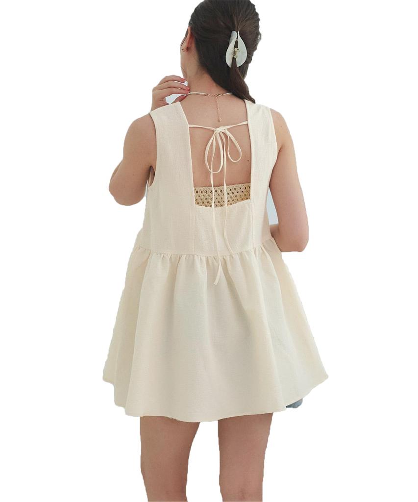 Seedless Sleeveless Tiered Guard DDXN1666 Large Tunic/Rash Women's Off-White