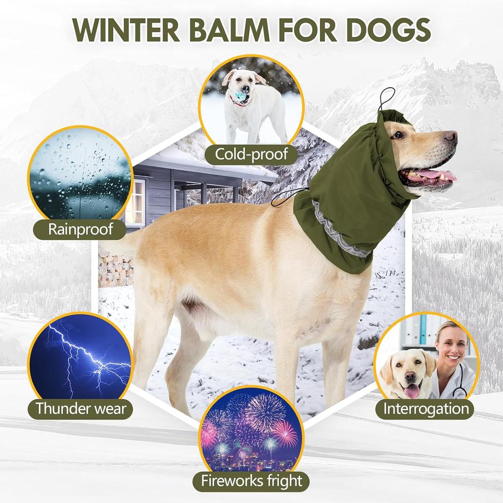 Adjustable Dog Head Cover Dog Neck Warmer Rainproof Dog No Shake Head Wrap Fireworks Pet Grooming Headband Pet Neck Gaiter