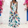Women Plus Size Scoop Neck Strappy Sleeveless Printed A Line Maxi Dress