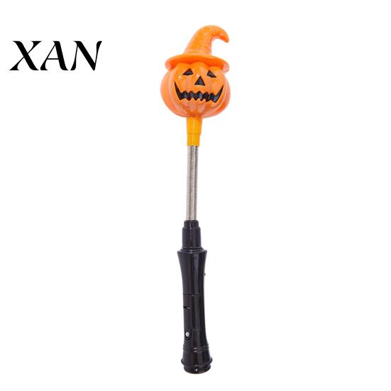 Warm Yellow LED Light Halloween Party Glow Stick for Kids, Spooky Pumpkin Ghost Lighted Up Rod with Spring Holiday Favors No Flame