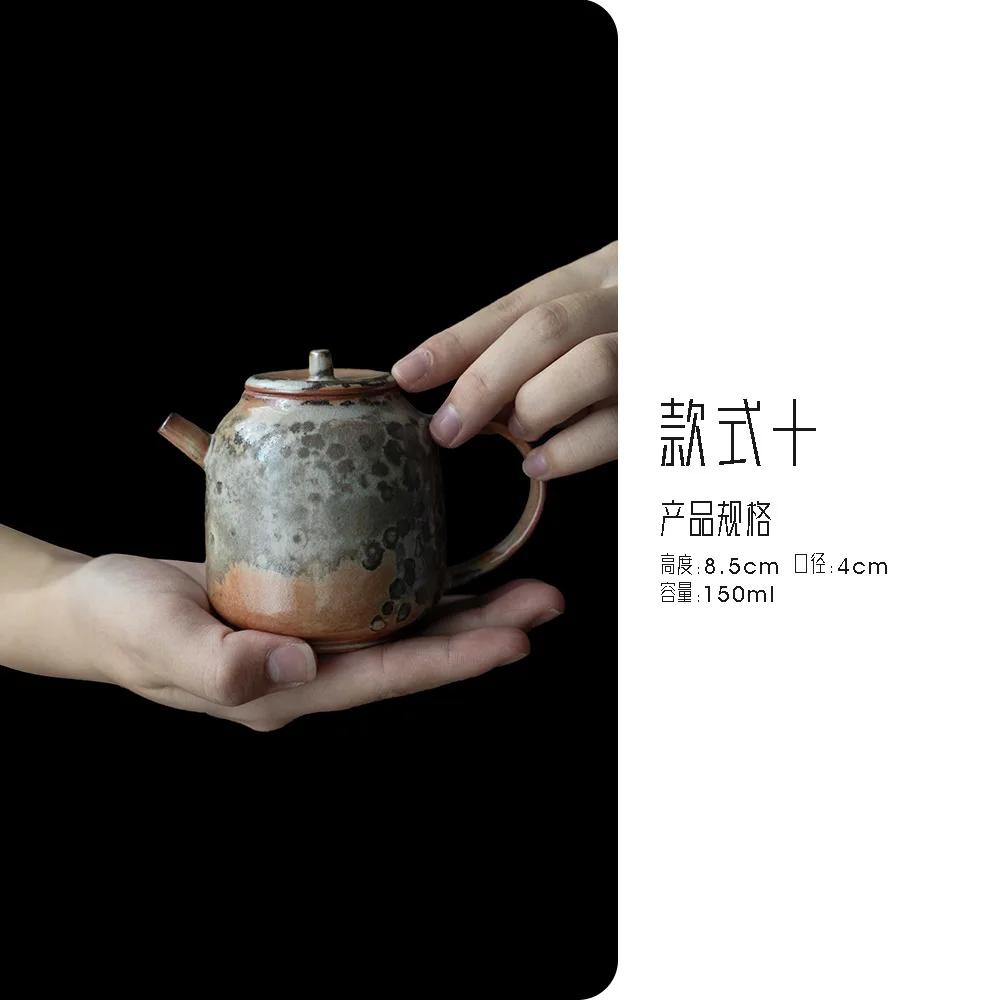 Japanese Ink Wood-fired Porcelain Teapot Retro Stoneware Scholar's Pot Chinese Tea Brewing Kettle Tea Ceremony Accessories Craft