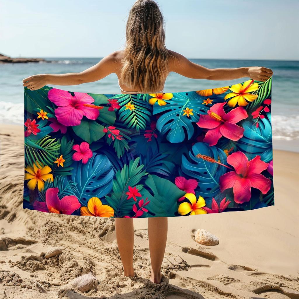 Beautiful Flowers Print Towel Sports Quick-Drying Super Absorbent Camping Towel Soft Lightweight Gym Swimming Yoga Beach Towel