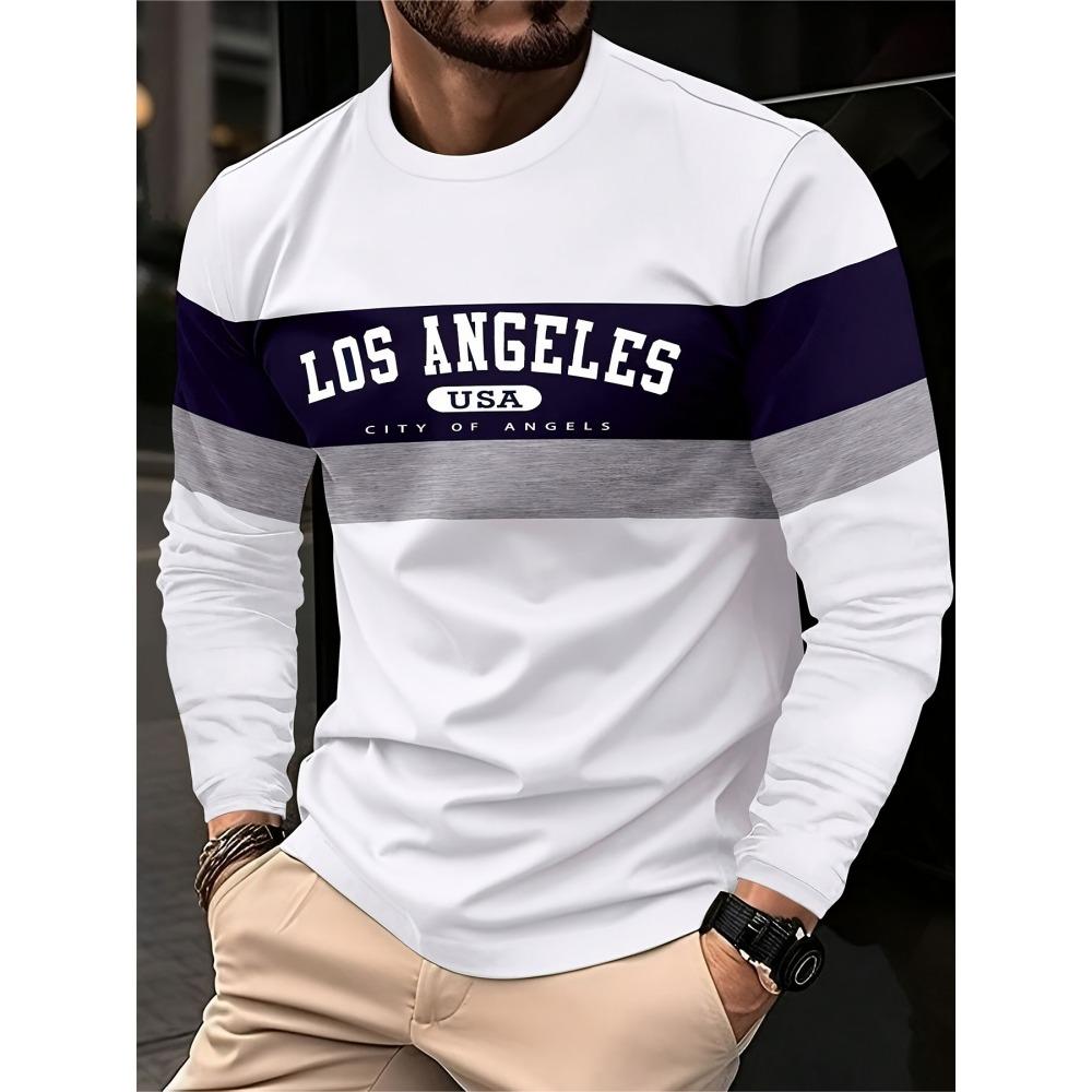 2025 New Autumn Men Round-neck Casual Streetwear Loose and Fashionable Sportswear Letter-patterned Creative Long-sleeved T-shirt
