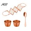 Burrito Serving Rack Taco Holder Stand with Dip Bowls, 201 Stainless Steel Wave Set, Tableware for Family Gatherings 2 Sauce Dishes And