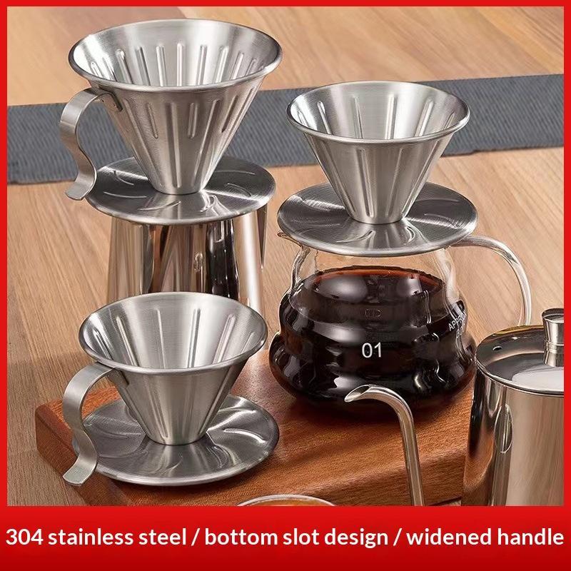 Stainless Steel Pour Over Coffee Dripper Reusable Rustproof Design Perfect For Home Office Coffee Brewing