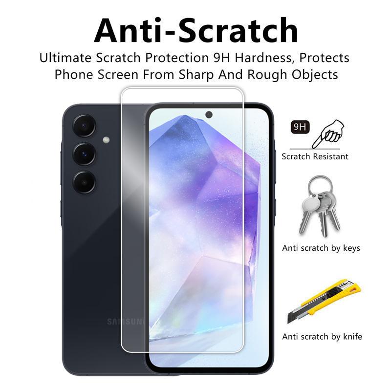 4-in-1 schlanker, weicher Objektivdeckel aus Faser und 9H-Schutzglasfolie für Samsung A57/37/17/07, A56/36/26/16/06 und A55/35/25/15/05
