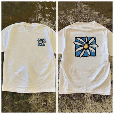 Flower Pattern Printed Summer Short-sleeved T-shirt Women's Fashion Casual T-shirt Graphic T Shirts Women Clothes Harajuku Tops