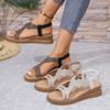 2025 summer new muffin platform sandals fairy wind water diamond fish mouth casual wedge heel beach sandals