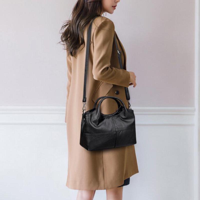 High Quality Women Bag Soft PU Leather Handbag Ladies Messenger Bag Solid Shoulder Bag