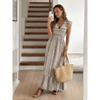 Women's 2026 Summer New Printed Dress for Beach Vacation, Vintage Satin Long Skirt
