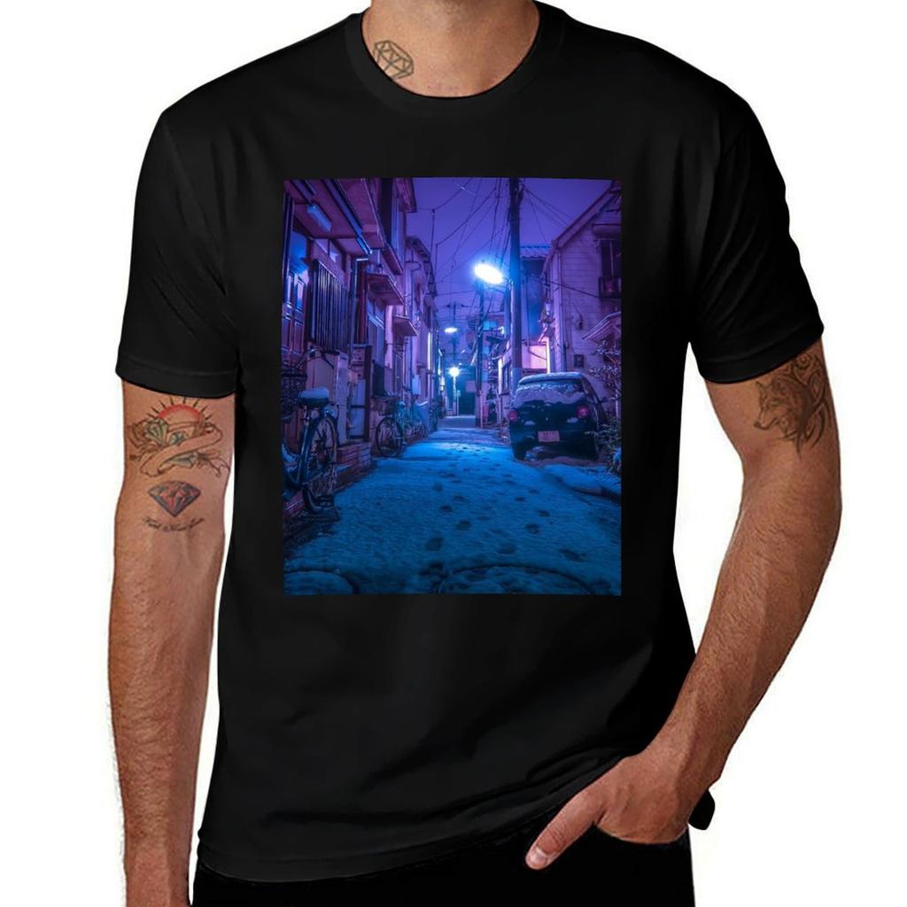 Snow Covered Japanese Street Tshirt Fashion Graphic Tee For Men Tshirt