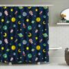 Space-Themed Shower Curtain Set With Astronaut Pattern For Home Decor In Navy Blue 180X240Cm Waterproof Fabric