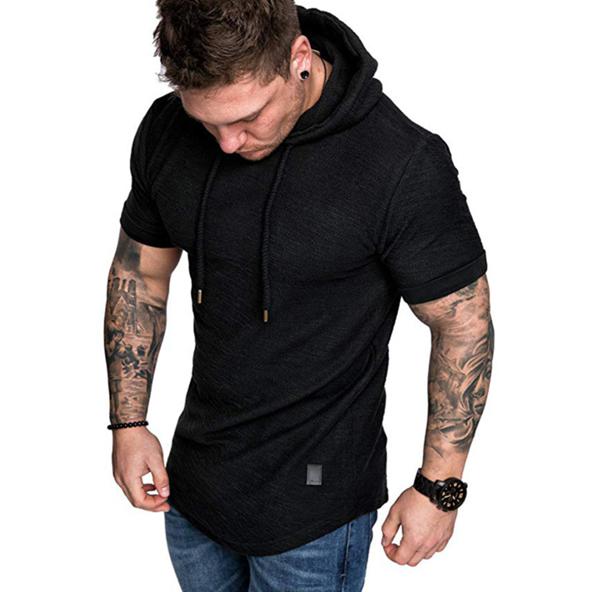 

Футболка с капюшоном Slim Fit Повседневная с коротким рукавом Мужская спортивная летняя весенняя повседневная футболка Топы Футболка