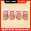 4Pcs/Set Waterproof Winter Dog Shoes Warm Soft Sole Pet Snow Boots Adjustable Thickened Anti-slip Dog Shoes Snow Walking