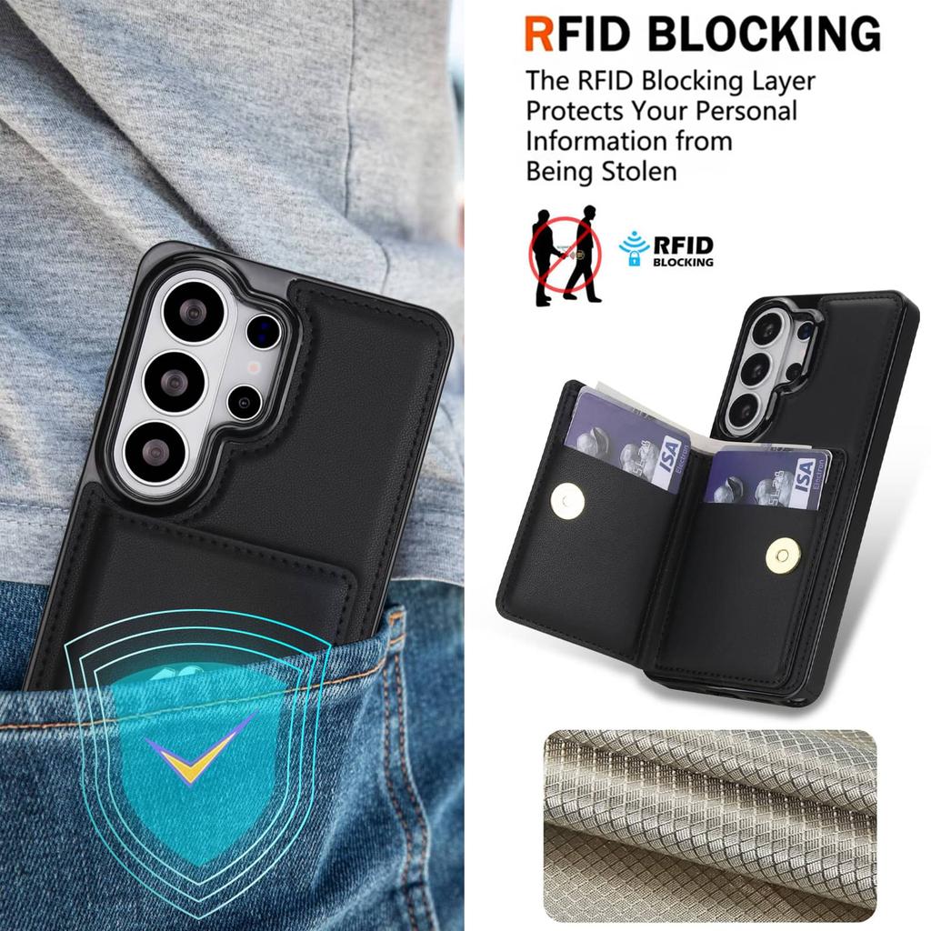 Brieftaschenhülle für Samsung Galaxy S26 Ultra/S26 Plus/S26 mit Kartenhalter, 360° drehbarer Ring-Ständer, Magnetverschluss, stoßfest