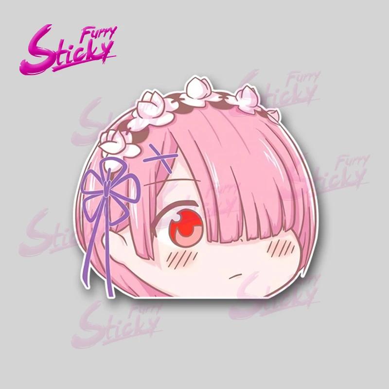 Rem Ram Peeking Anime Sticker Car Accessories Vinyl Car Stickers - Waterproof Decals For Cars Trucks Suvs Window Bumper Laptop
