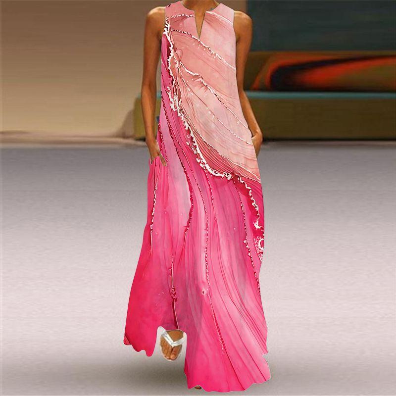 Dress Women 3D Print Peacock Dragon Big Elephant Horse Tiger Lion Animal Pattern Sleeveless Maxi Dress