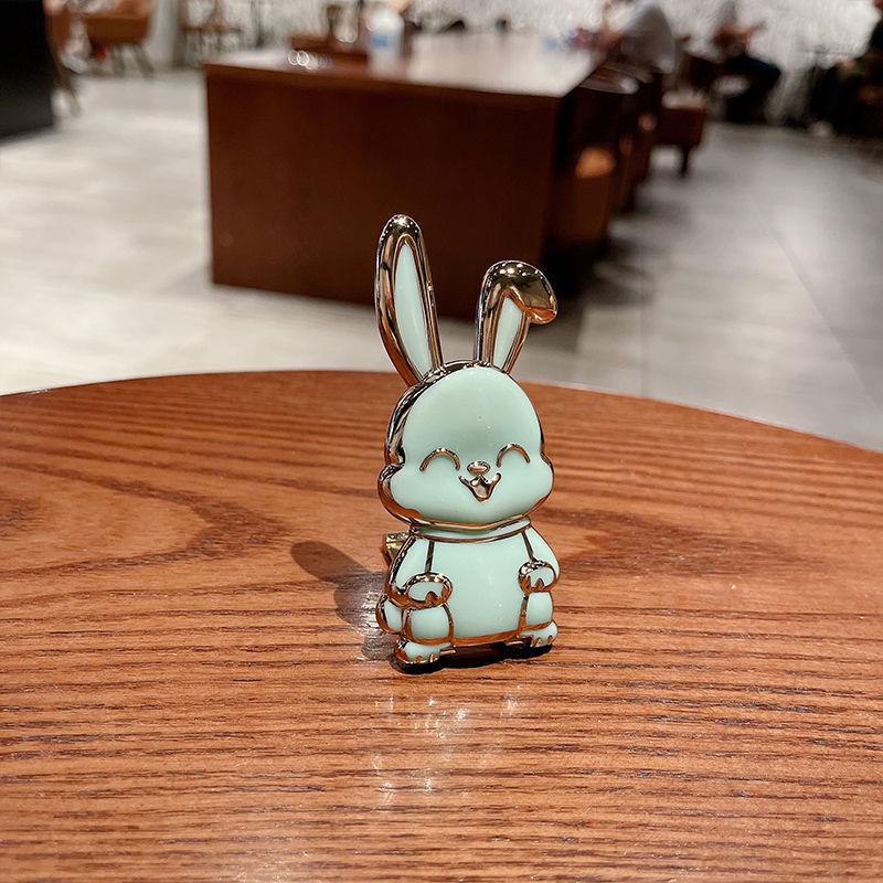 Cartoon Rabbit Foldable Phone Stand: Cute, Invisible Holder for Easy Viewing зелёный
