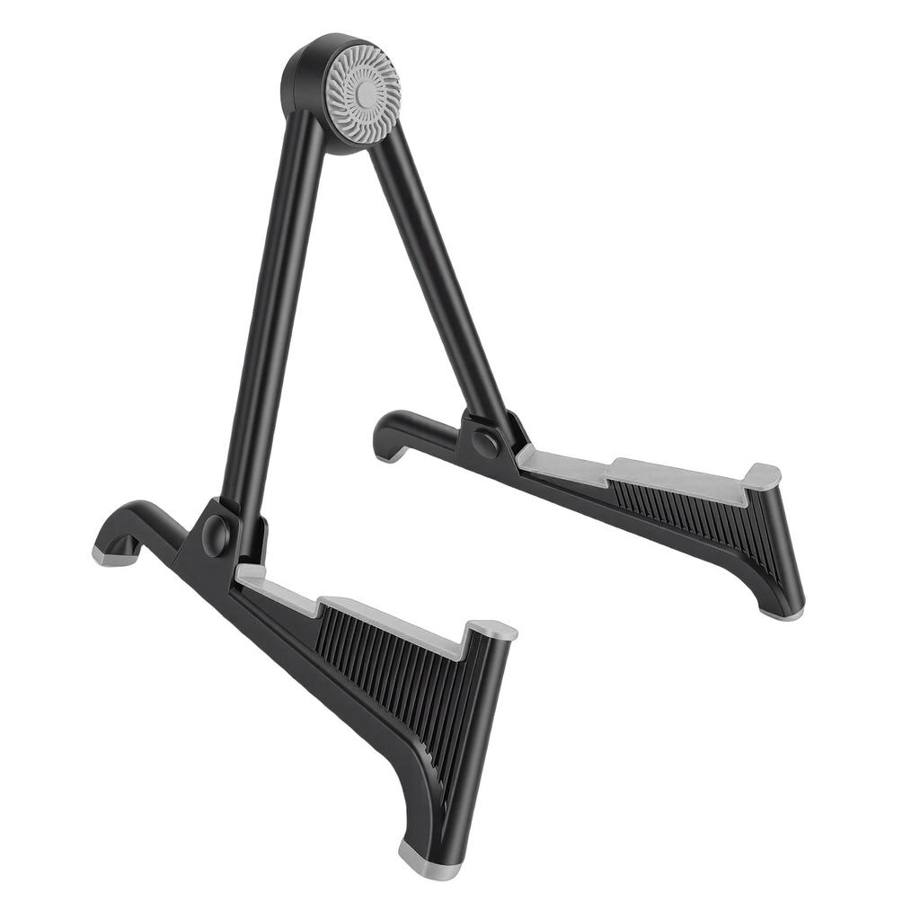 Guitar Folding Floor Stand Soft Silicone Pad Non Slip Portable A Shape Acoustic Guitar Stand for Home Black and Gray