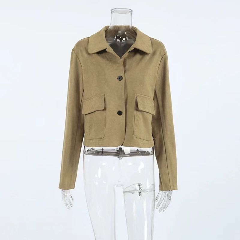 

Western Style Autumn Fashion Casual All-matching Suede jacket Outerwear Fashionable Casual Jacket Brown M