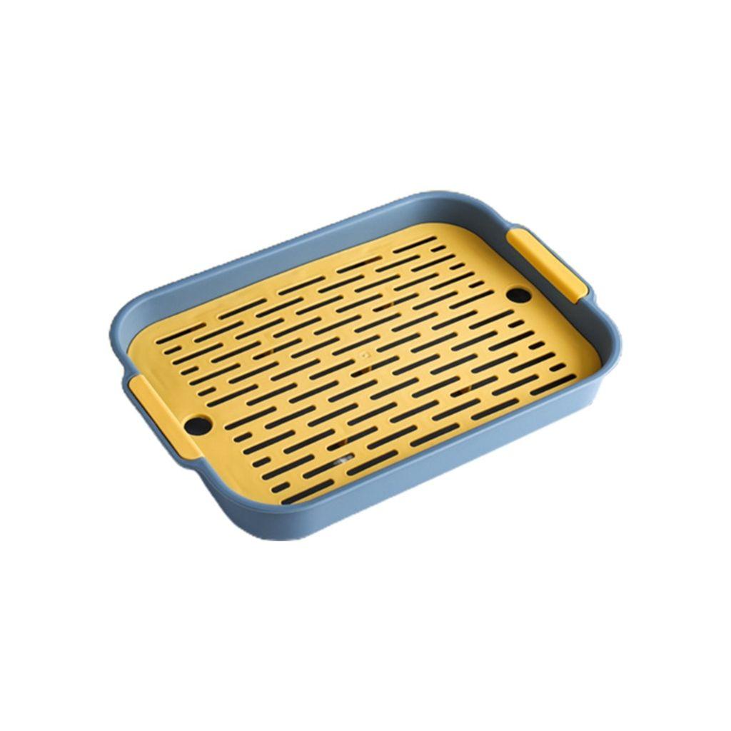 

Supplies Double-layer PP Material Household Tableware Storage Drain Tray Fruit Tray Cup Drying Rack S синий