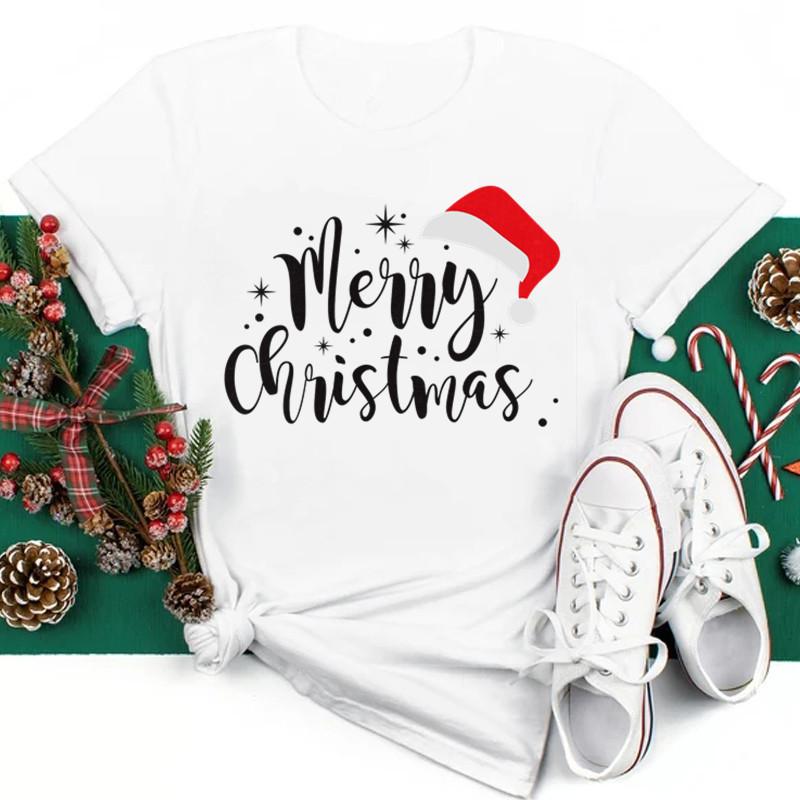 Just A Girl Who Loves Christmas Print Women Tshirts Cute FeUnisex Christmas Clothes New Year Party Tshirt