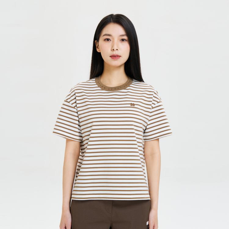 KOLON SPORT Moisture Wicking Striped Casual Short Sleeve T-Shirt Women tops LKRT4MT716