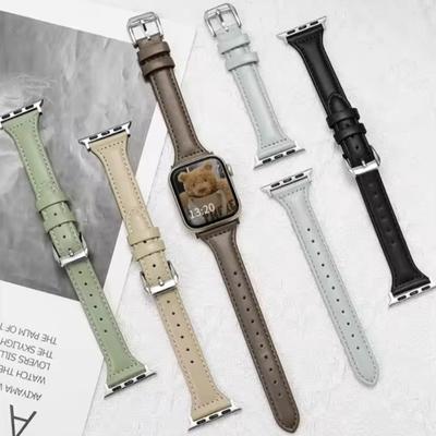 Cienki Skórzany Pasek Do Apple Watch Seria 11 46mm Pasek 42mm 49mm 44mm 40mm 41mm 45mm 38mm 45mm IWatch Ultra 2/3 S10 9 8 7 SE 6 5 4 3 2 Damska Bransoletka
