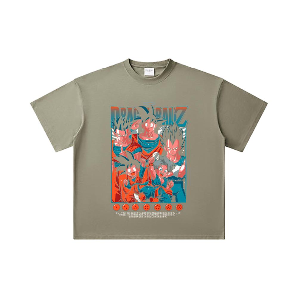260 GSM Double Yarn 32 Count 100% Cotton Dragon Ball V37 Print Unisex Heavy Cotton T Shirt