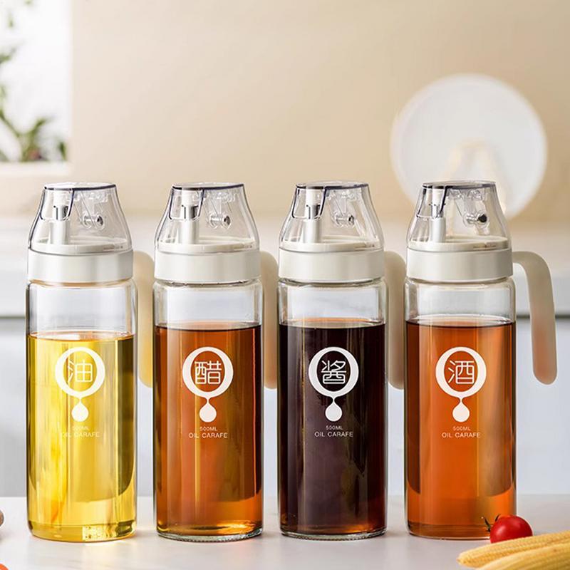 Oil Dispenser Bottle For Kitchen Sauce Auto-Seal Portion Control Olive Oil Bottle Condiment Leak-Proof Ergonomic Dust-Proof