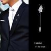 Elegantní Brožový Špendlík s Křišťálovým Listem a Zirkony: Prémiový doplněk k boutonniere pro muže a ženy