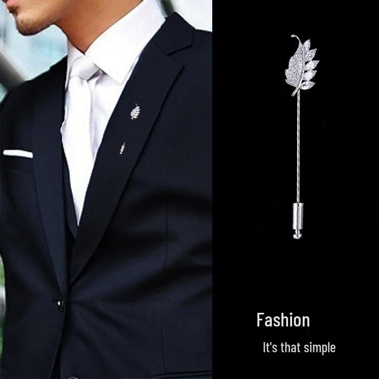 Elegantní Brožový Špendlík s Křišťálovým Listem a Zirkony: Prémiový doplněk k boutonniere pro muže a ženy