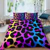 Purple Leopard Print Three-Piece Quilt Cover 3D Digital Printing Bedding Set Bed Cover