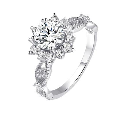 1ct D Color Vvs1 Moissanite Rings for Women Luxury Snowflake Engagement Lab Diamond Band S925 Sterling Silver Jewelry