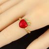 Nidin New Fashion Strawberry Shape Enamel Dripping Oil Open Rings For Women Female Inlaid Green Zircon Adjustable Finger Jewelry