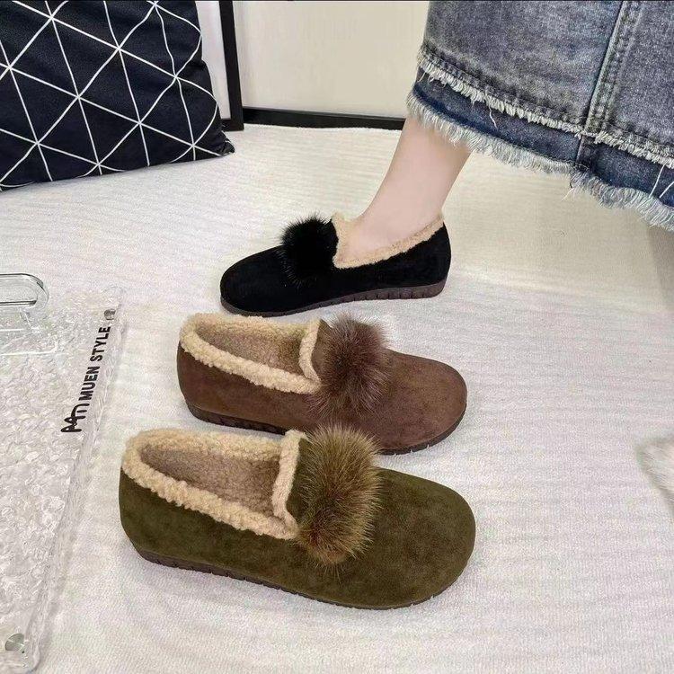 Winter versatile velvet soft-soled fashion Doudou shoes keep warm and one-pedal thickened women's shoes