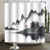 Chinese Ink Painting Landscape Shower Curtain Mountain Bamboo Modern Art Home Decor Bathroom Curtains Waterproof Shower Curtains