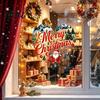 Holiday Glass Clings Merry Christmas Window Cling Heart Shaped Sticker with Santa Claus Xmas Door Stickers Tree Balls Winter Static PVC Decal